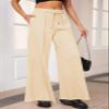 Aleumdr Womens Fashion Wide Leg Lounge Pajamas Pants Yoga Sweatpants Drawstring Workout Joggers Pants with Pockets Khaki Medium view 3