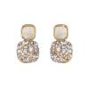 2PCS Women's Black Grey Golden White Square Shape Ear Clips Unpierced Ears (White Golden Clip On Earrings) view 1