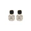 2PCS Women's Black Grey Golden White Square Shape Ear Clips Unpierced Ears (Black Gold Clip On Earrings) view 1