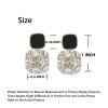 2PCS Women's Black Grey Golden White Square Shape Ear Clips Unpierced Ears (Black Gold Clip On Earrings) view 2