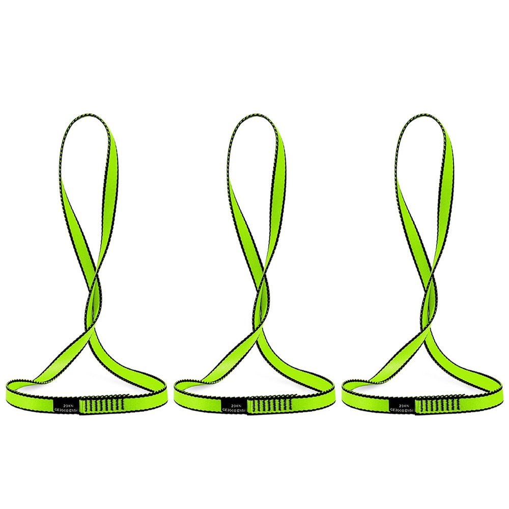 AINIKEY 18MM Nylon Climbing Sling Runner 23KN CE2008/EN566 Rock Climbing Webbing Straps for Outdoor Climbing, Rappelling, Swing, Yoga Hammock etcGreen | 120cm / 48inch | Pack of 3