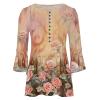 SMIDOW online shopping Tunic Tops for Women Loose Fit Spring Henley v Neck Shirt 3/4 Bell Sleeve Bohemian Floral Print t-Shirt Blouse Trendy Orange XL view 3
