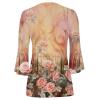 SMIDOW online shopping Tunic Tops for Women Loose Fit Spring Henley v Neck Shirt 3/4 Bell Sleeve Bohemian Floral Print t-Shirt Blouse Trendy Orange XL view 4