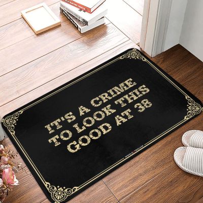Farmhouse Door Mats Outdoor It's A Crime to Look This Good at 38 Doormat Spring Welcome Mats Outdoor Cave Man Bar (Color : Colour, Size : 50X80CM)
