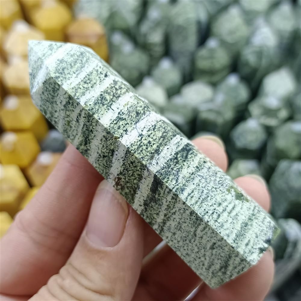 AtkitS Natural Green Zebra Stone Small Crystal Column Energy ore Home Office Decoration Crafts Gift Ornaments (Size : 1pc)