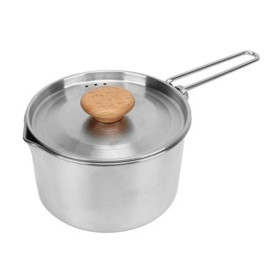 Wisecoco Portable Camping Kettle, 1L Stainless Steel Camping Pot with Foldable Handle for Outdoor Adventures