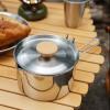 Wisecoco Portable Camping Kettle, 1L Stainless Steel Camping Pot with Foldable Handle for Outdoor Adventures view 4