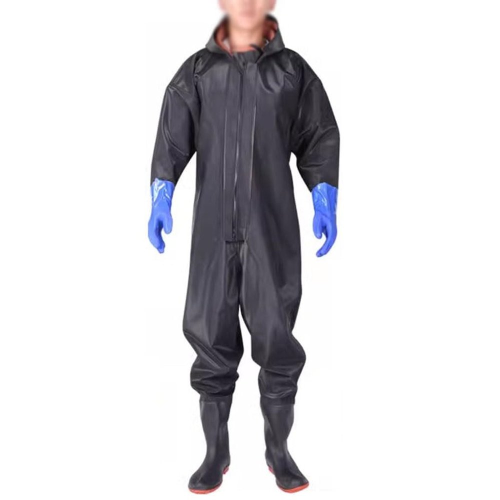 Hip Waders Integrated Zipper Waterproof Suit, Fishing Pants, Wading Boots, Hunting Wading Boots with Rubber Gloves (Color : Black2, Size : 10)
