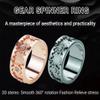 Spinner Ring Relieve anxiety Rotating Mechanical Ring Lucky ring Full Diamond alloy Man Woman Couples (Black B model, 8) view 2