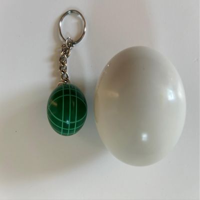 BuyBocceBalls Official Tournament-Grade Bocce Accessory  60mm White Pallino with Key Chain