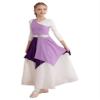 Shinsto Kids Girls Single Shoulder Asymmetrical Praise Dance Overlay Color Block Lyrical Dance Tunic Dress Lavender 12 Years view 1