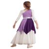 Shinsto Kids Girls Single Shoulder Asymmetrical Praise Dance Overlay Color Block Lyrical Dance Tunic Dress Lavender 12 Years view 2