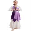 Shinsto Kids Girls Single Shoulder Asymmetrical Praise Dance Overlay Color Block Lyrical Dance Tunic Dress Lavender 12 Years view 3