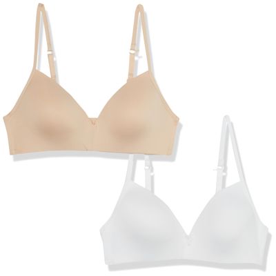 Calvin Klein Girls' Soft Cup Bra 2-Pack, Nude/White, 34A