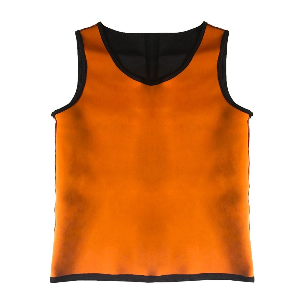 Maiyifu-GJ Mens Body Shaper Sweat Vest Compression Muscle Tank Sleeveless Undershirt Waist Trainer Slimming Workout Vest (Orange,Medium)