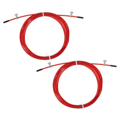 PATIKIL 10Ft Speed Jump Rope Replacement Cable, 2 Pack 2.5mm Professional Skipping Rope Steel Wire Replace for High Speed Jump Ropes, Red