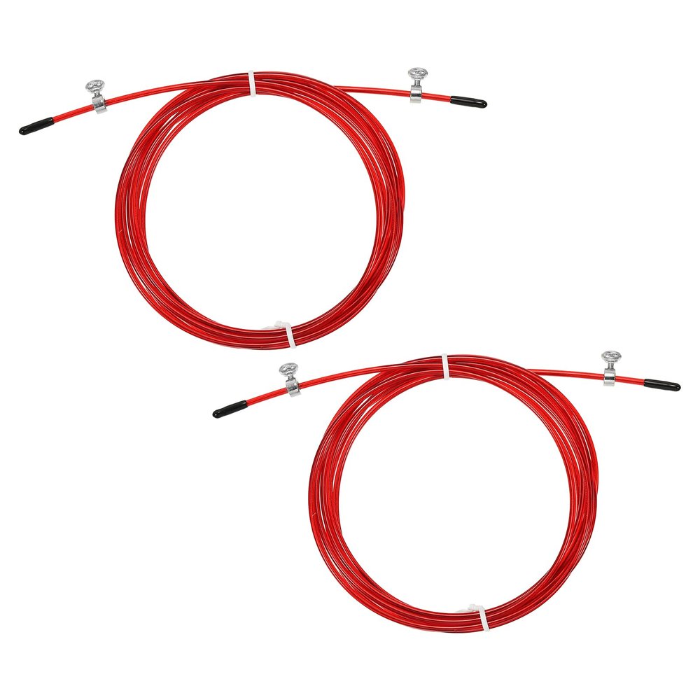 PATIKIL 10Ft Speed Jump Rope Replacement Cable, 2 Pack 2.5mm Professional Skipping Rope Steel Wire Replace for High Speed Jump Ropes, Red