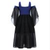 JEATHA Girls Medieval Renaissance Dress Flare Long Sleeve Cold Shoulder Steampunk Gothic Victorian Corset Dress Blue 6 Years view 4