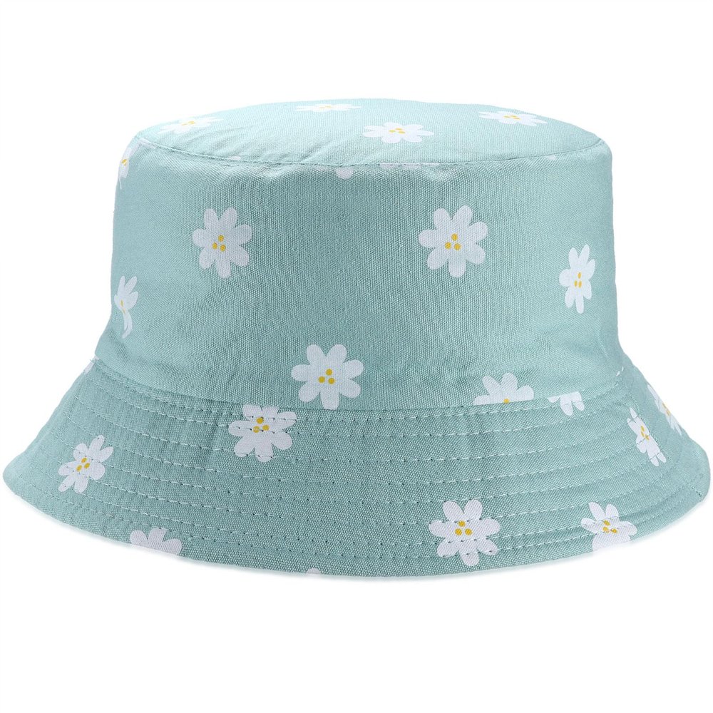 Bucket Hat for Women Men Washed Cotton Reversible Summer Travel Fishing Cap Beach Fisherman Sun Bucket Hat White Flower Sun Hats for Adults Teens