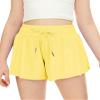 QooNoo Girls Butterfly Shorts with Pocket Flowy Athletic Shorts High Waist Preppy Running Shorts for Kids Teen (Neon Yellow,X-Large) view 1