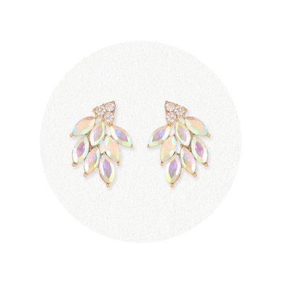 AB Rhinestone Stud Earrings for Women Small Dainty Crystal Cluster Drop Earrings Cute Costume Jewelry for Bridal Wedding Party Gift