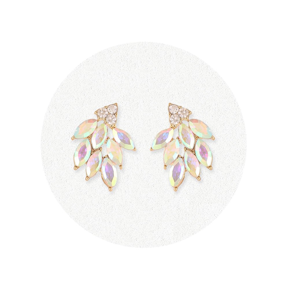 AB Rhinestone Stud Earrings for Women Small Dainty Crystal Cluster Drop Earrings Cute Costume Jewelry for Bridal Wedding Party Gift