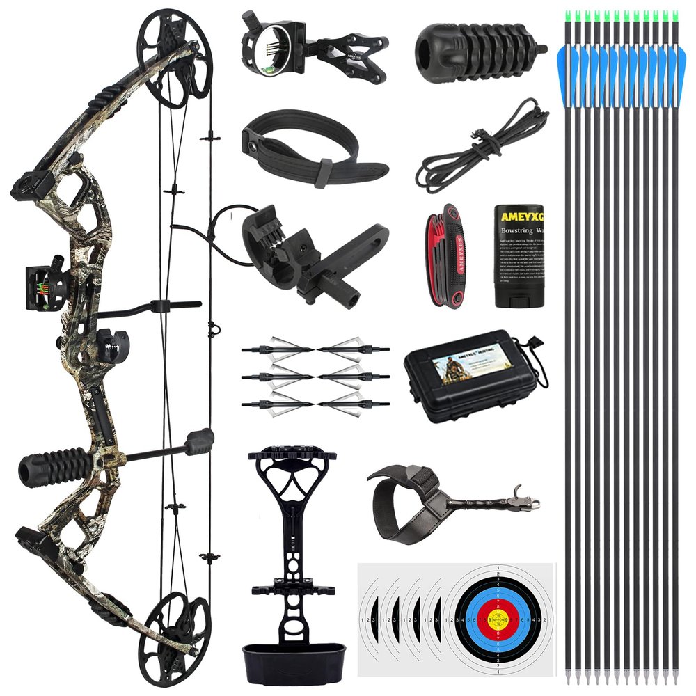 Compound Bow Kit - Compound Bow and Arrows for Adults Beginner Hunting & Targeting, Limb Made in USA, Draw Weight 0-70 lbs, Draw Length 9-31", IBO 325FPS, with Archery Hunting Accessories