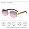 MUTYNE Retro Vintage Rimless Square Sunglasses Men Women Popular Driving Metal Leopard Head Wood Sun Glasses,Black,One size view 3