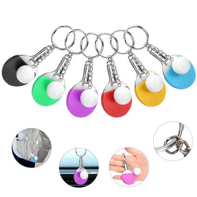 6Pcs Table Tennis Keyfob Mini Table Tennis Racket Keyring Bat Key Chain Keyfob Bag Hangings