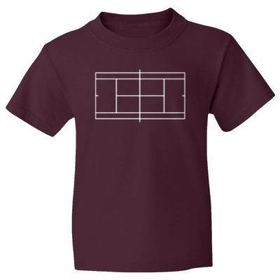 superhotapparel Tennis Court Lines Awesome Sports Tournament Lover Youth Unisex T-Shirt (Maroon, Youth Large)