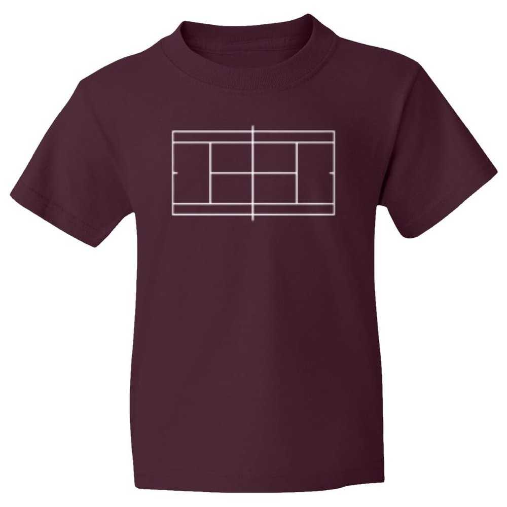 superhotapparel Tennis Court Lines Awesome Sports Tournament Lover Youth Unisex T-Shirt (Maroon, Youth Large)