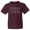 superhotapparel Tennis Court Lines Awesome Sports Tournament Lover Youth Unisex T-Shirt (Maroon, Youth Large) view 1