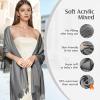 AURUZA Shawls and Wraps for Evening Dresses, Pashmina Shawls for Wedding Party, Softable Shawl Wraps Scarf for Women, Large Winter Scarves for Gift Travel Office Skiing Causal Life Gray view 2