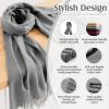 AURUZA Shawls and Wraps for Evening Dresses, Pashmina Shawls for Wedding Party, Softable Shawl Wraps Scarf for Women, Large Winter Scarves for Gift Travel Office Skiing Causal Life Gray view 4