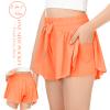 Girls Athletic Flowy Shorts with Pocket 2 in 1 Butterfly Shorts for Teen Girls Youth Running Sports Spandex 2 Pack Light Green Orange X-Small view 3