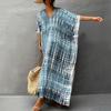 Leisureperiod Kaftan Dresses for Women Plus Size Summer Beach Dress Stripe Print V neck Cover Up Loose Soft Caftan Loungewear view 2
