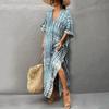 Leisureperiod Kaftan Dresses for Women Plus Size Summer Beach Dress Stripe Print V neck Cover Up Loose Soft Caftan Loungewear view 4