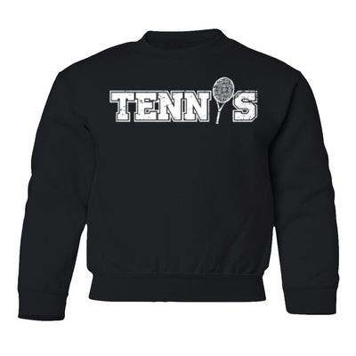 superhotapparel Tennis Racquet Sports Fans Tennis Lover Tee Gift Youth Crewneck Sweatshirt (Black, Youth Small)