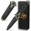 Sitivien ST158 Folding Pocket Knife,Titanium Plating Black Stonewashed DC53 Steel Blade with G10 Handle Chinese Zodiac Series EDC Tool Knife for Outdoor Camping,Hiking,Hunting,Fishing(Black+Green)  view 1