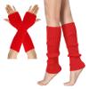Leoparts Womens 80s Ribbed Knit Arm Leg Warmers Fingerless Gloves Footless Socks for Dance Cosplay Costume Party Accessory view 1