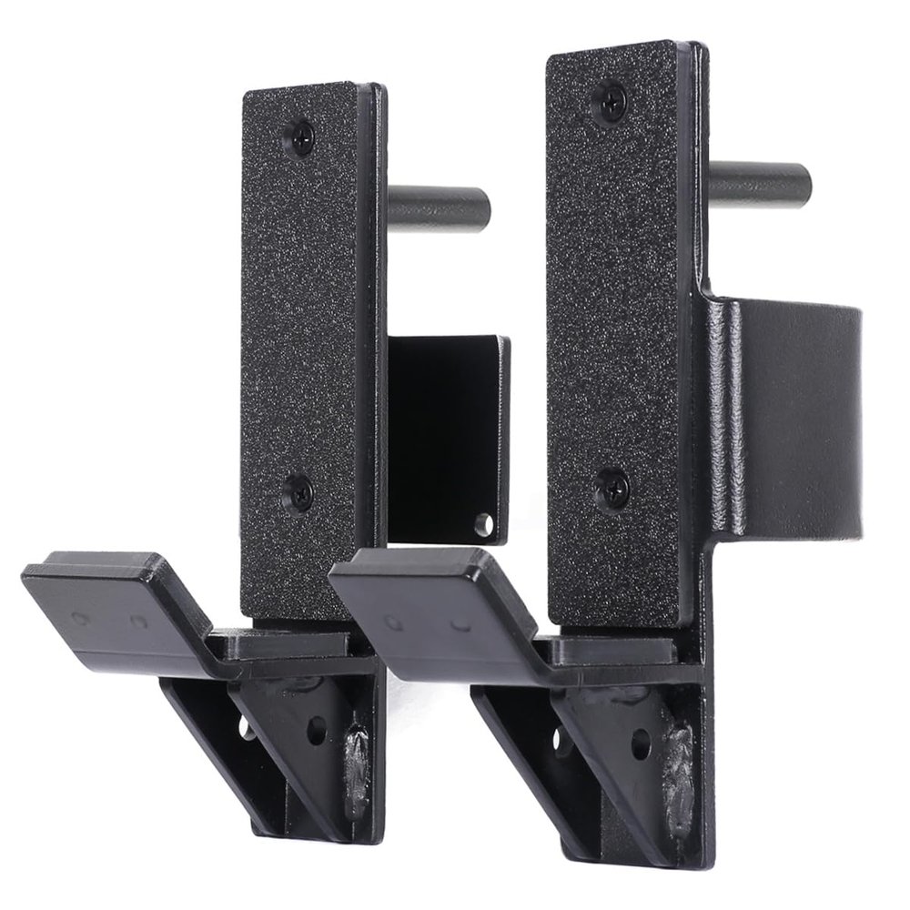 SYL Fitness J-Hooks for Squat/Power Rack - Available in 2"x2" and 3"x3", Heavy Duty J-Cups Barbell Holder with UHMV Pads (For 2"x2" Rack with 1/2" Hole)