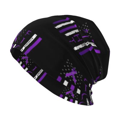 Alzheimer Awareness Ribbon American Flag Comfort Elegance Knitted Hat Black Daily for Men Women