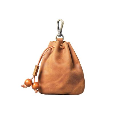 JSBWSFA Leather Vintage Drawstring Coin Purse, Retro Nordic Portable Coin Purse Medieval Belt Pouch Mini Pouch Coin Organizer Drawstring Small Hanging Bag Key Bag for Men and Women (Brown)