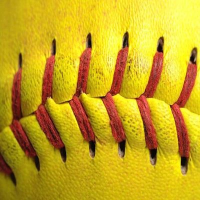 Leather Softball Seam Headband Yellow with Red Seam Lace Wholesale Fast Pitch