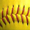 Leather Softball Seam Headband Yellow with Red Seam Lace Wholesale Fast Pitch view 1