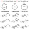 18g Silver Nose Rings Hoop and 20g Nose Studs Sets for Women Men,Hypoallergenic 316L Surgical Stainless Steel L Shape/Corkscrew/Straight Nose Studs Nose Screw Bone 1.5/2/3mm CZ Piercings Jewelry 12Pcs view 2