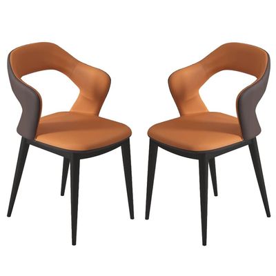 Dining Chair Kitchen Dining Room Furniture Chairs Leather Dining Chair Set of 2 Kitchen Living Room Lounge Counter Chairs Ergonomic Seat Sturdy Carbon Steel Metal Legs (Color : Orange)