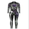 URVIP Women Halloween Cosplay Costumes 3D Skeleton Jumpsuit Bodysuit Stretch Skinny Bodycon Catsuit Outfit Colour-15 S view 3