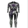 URVIP Women Halloween Cosplay Costumes 3D Skeleton Jumpsuit Bodysuit Stretch Skinny Bodycon Catsuit Outfit Colour-15 S view 4