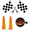 Liliful 5 Pcs Kids Bike Accessories Sets Include 2 Pcs Flame Bike Tassel Streamers Bell 2 Black and White Checkered Flags Pinwheel Toddler Kids Boys Girls Gift Decoration Kit view 1